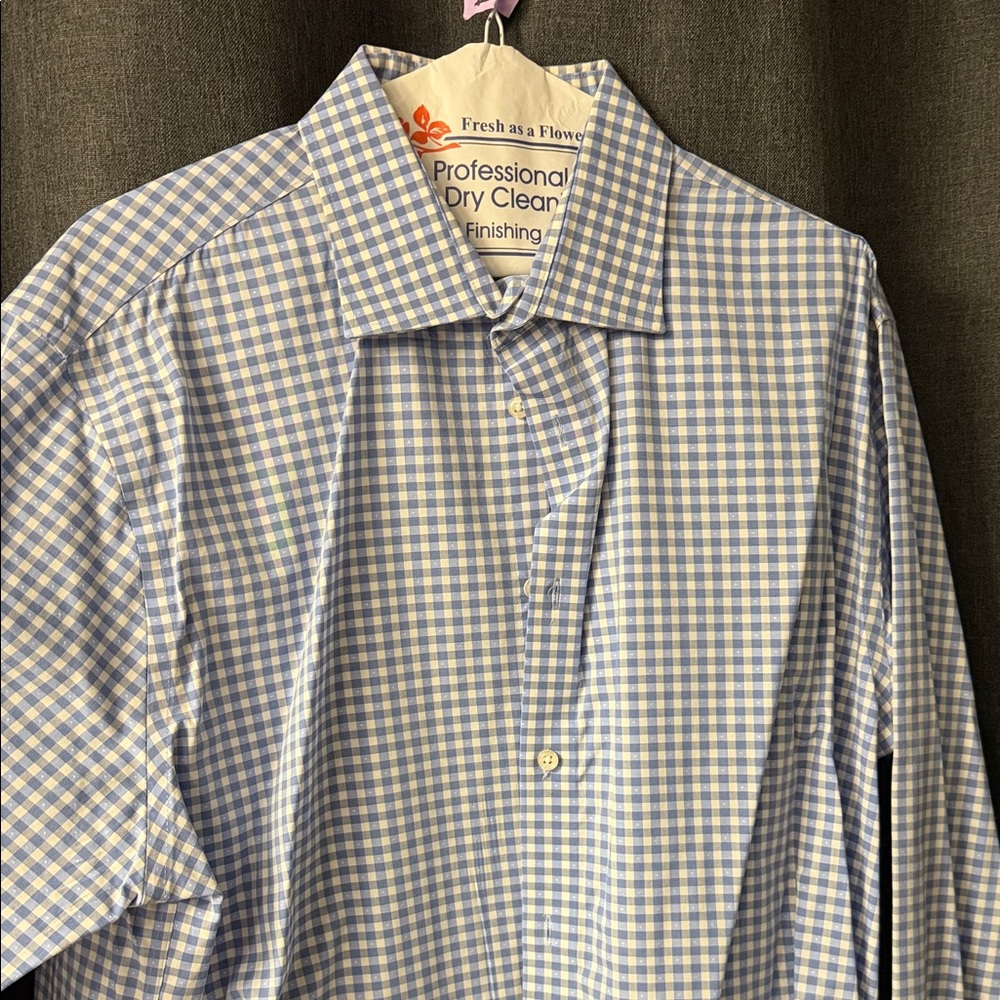 Blue and White Checkered Men's Shirt